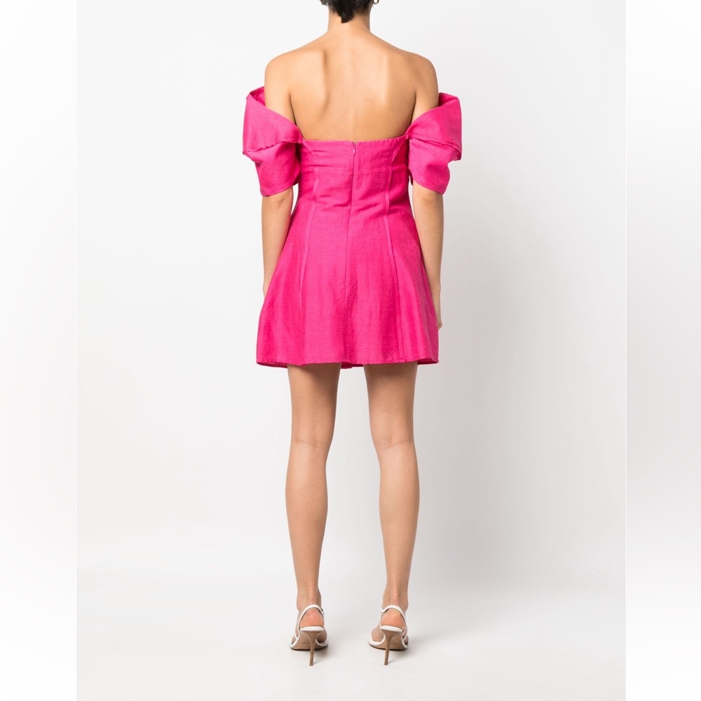 NWT Cult Gaia Asal Hot Pink Off-Shoulder Mini Dress Size 6 - Picture 3 of 8